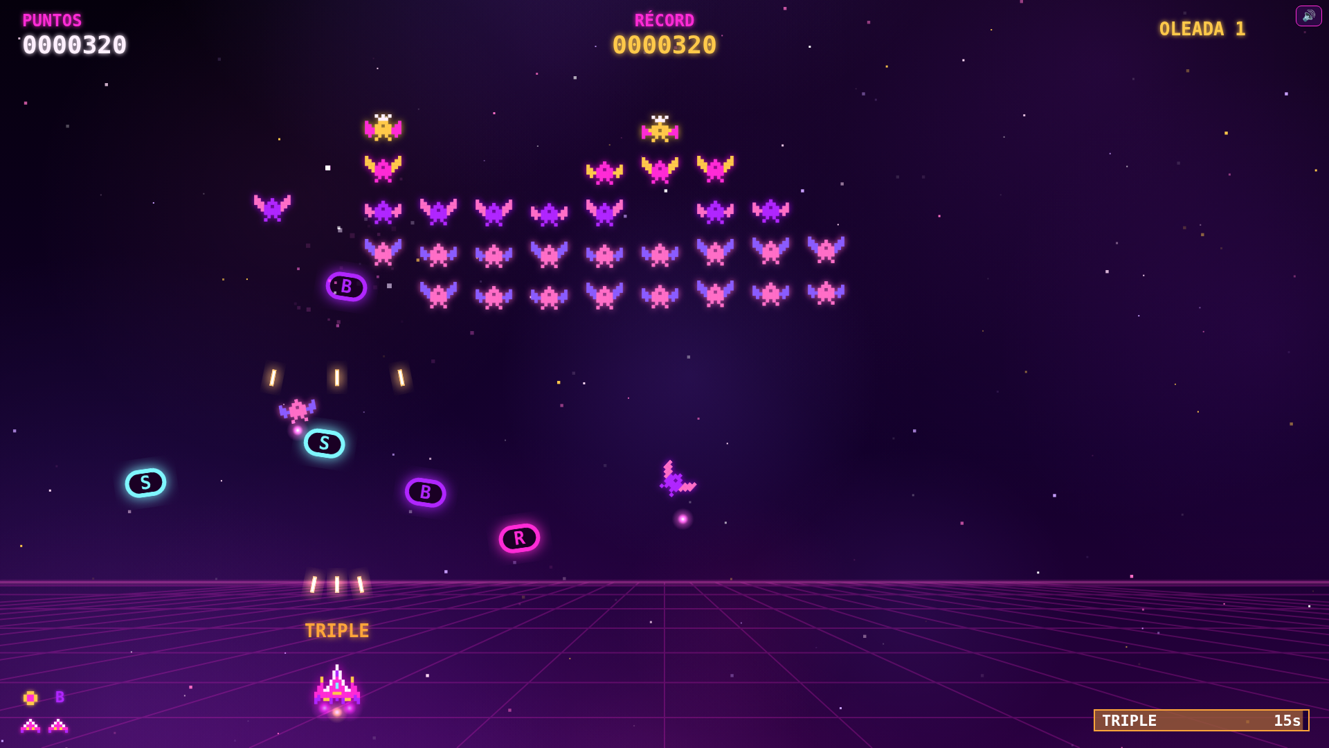 Captura de Silk Galaxian, versión PC